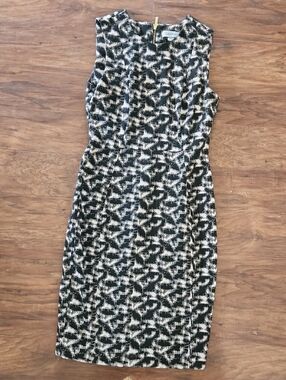 Calvin Klein Black and Blush Patterned Sleeveless Midi Dress